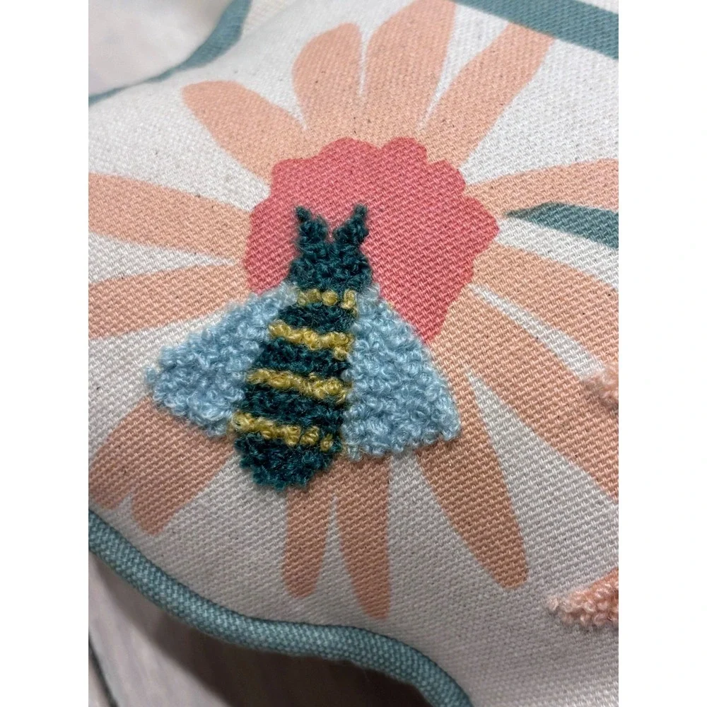 Pillowfort Flower Bouquet Shaped Decorative Pillow Embroidered Bee Kids Decor